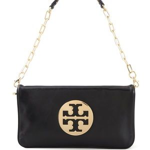 Tory Burch Reva Clutch, Black Leather